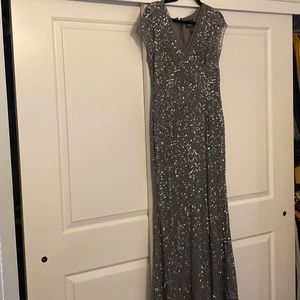 Adrianna Papell size 10 Gray beaded /sequin dress